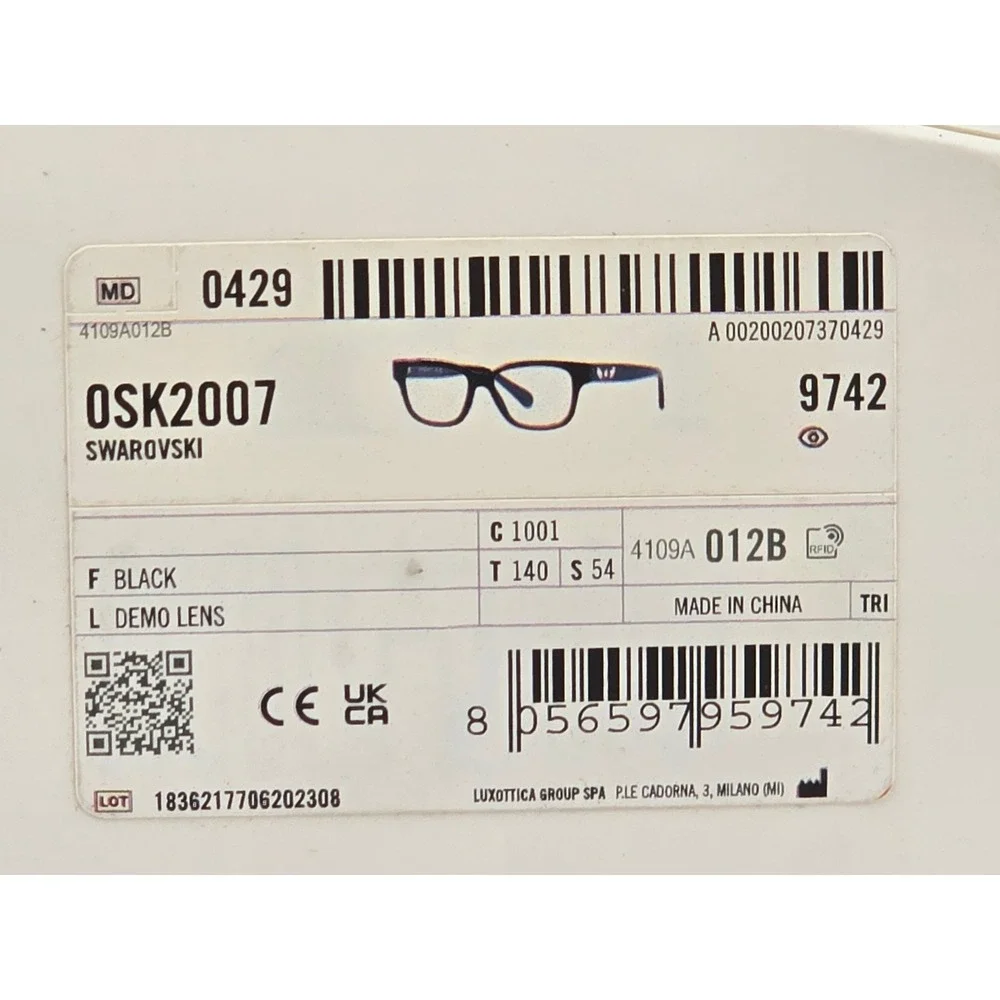 Swarovski SK2007 Eyeglasses Women 54mm Black Crystal Accents - New